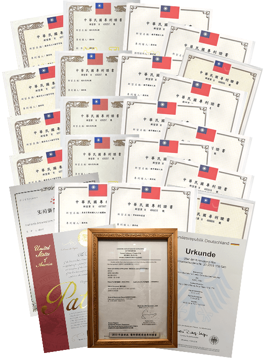 温世政院士擁有20餘項專利證書